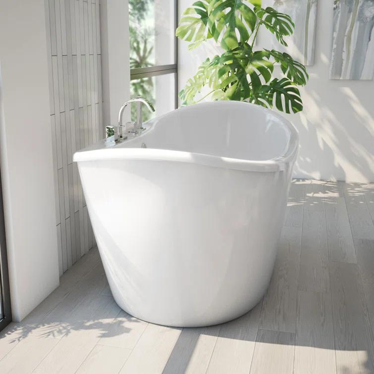 60" L x 32" W Free Standing Soaking Acrylic Bathtub