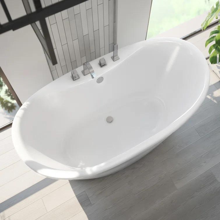 60" L x 32" W Free Standing Soaking Acrylic Bathtub