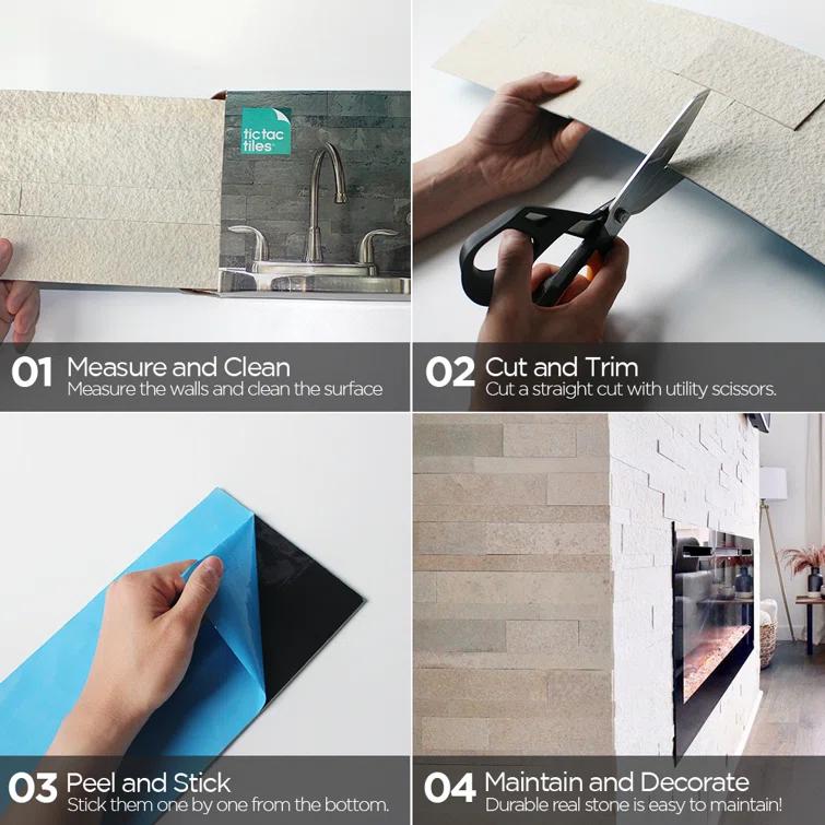 5.9'' W x 23.6'' L Natural Stone Peel and Stick Mosaic Tile