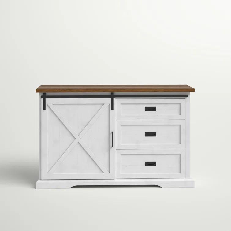 Highland Dunes Analaura 56" Wide Sliding Door Sideboard with 3 Drawers