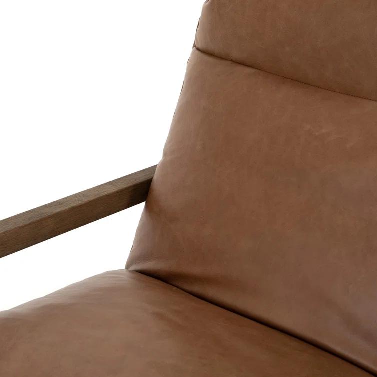 Orion Contemporary 27'' Brown Leather Accent Chair with Ladder-Back