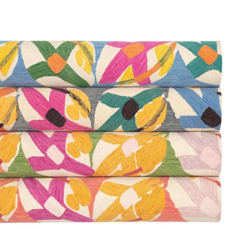 Dash and Albert Rugs Lily Pad Pink Hand Micro Hooked Wool Rug