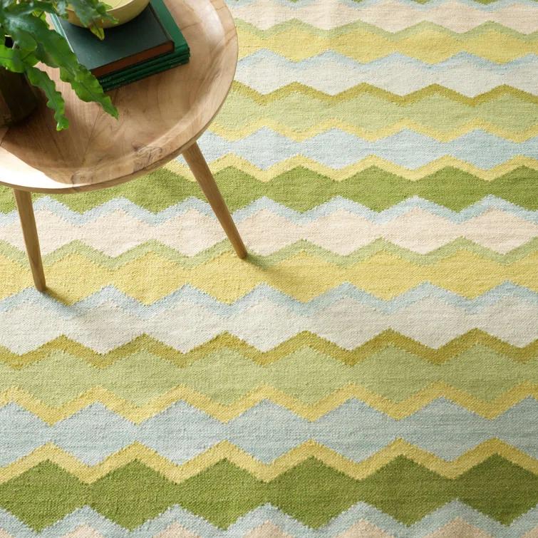 Dash and Albert Rugs Kit Kemp x Annie Selke Safety Net Green Handwoven Wool Rug