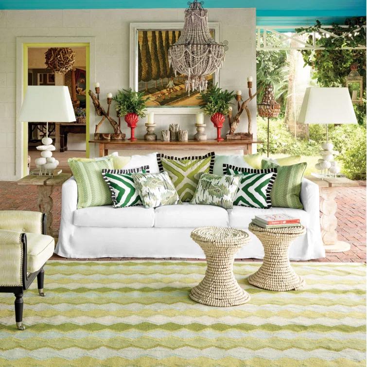 Dash and Albert Rugs Kit Kemp x Annie Selke Safety Net Green Handwoven Wool Rug