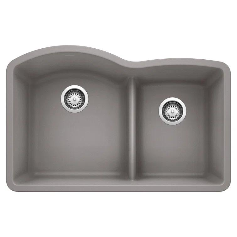 Diamond SILGRANIT 32" L x 20.88" W Double Bowl Undermount Kitchen Sink with Low Divide