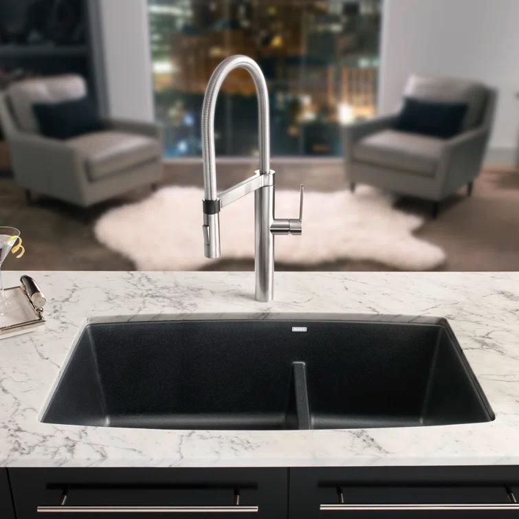 Performa SILGRANIT 33" L x 19" W Double Bowl Undermount Kitchen Sink