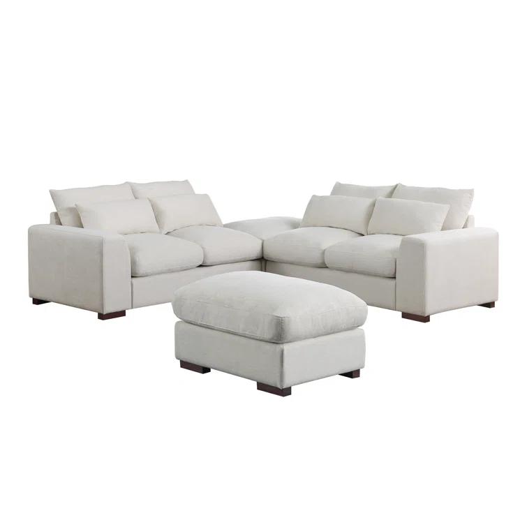 Biaggio Linen Blend Sectional with 2 Ottomans,Sectional Couch