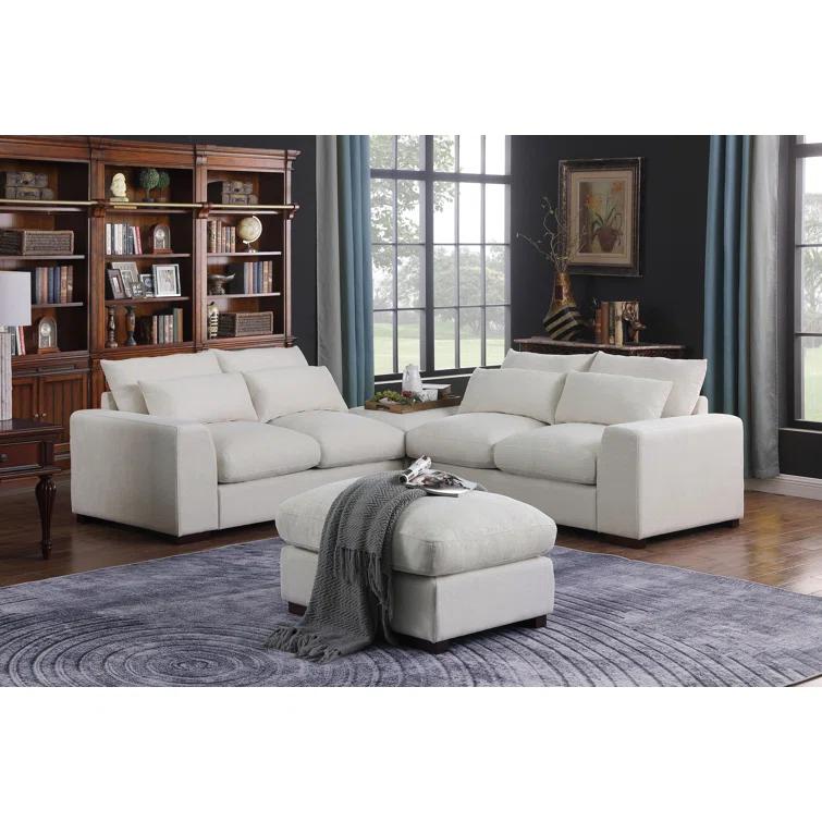 Biaggio Linen Blend Sectional with 2 Ottomans,Sectional Couch
