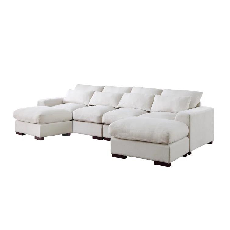 Biaggio Linen Blend Sectional with 2 Ottomans,Sectional Couch