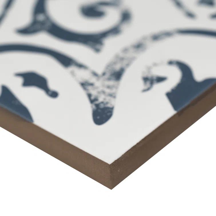 Ackland Amara 8" x 8" Encaustic Look Matte Porcelain Floor & Wall Tile