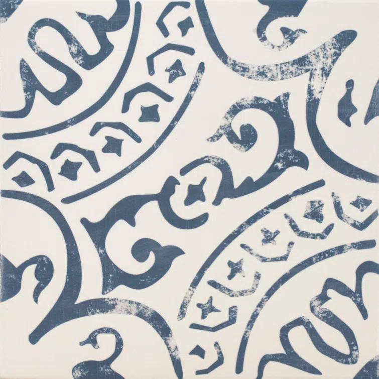 Ackland Amara 8" x 8" Encaustic Look Matte Porcelain Floor & Wall Tile