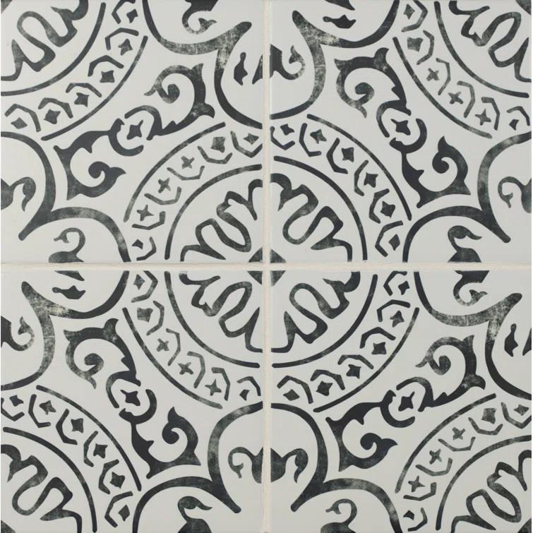Amara 8" x 8" Encaustic Look Matte Porcelain Floor & Wall Tile