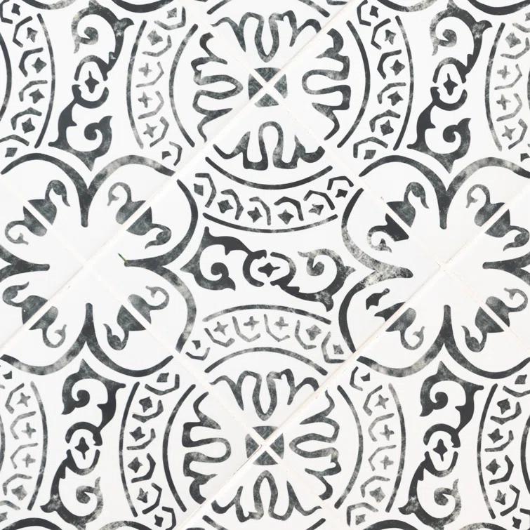 Amara 8" x 8" Encaustic Look Matte Porcelain Floor & Wall Tile