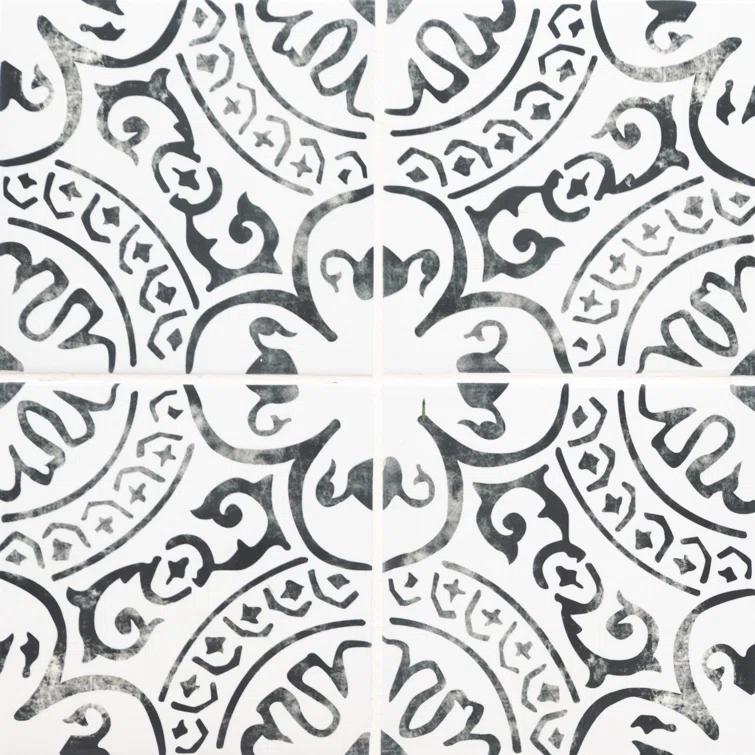 Amara 8" x 8" Encaustic Look Matte Porcelain Floor & Wall Tile