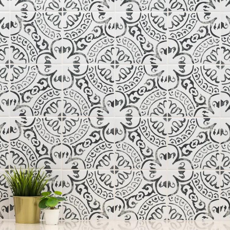 Amara 8" x 8" Encaustic Look Matte Porcelain Floor & Wall Tile