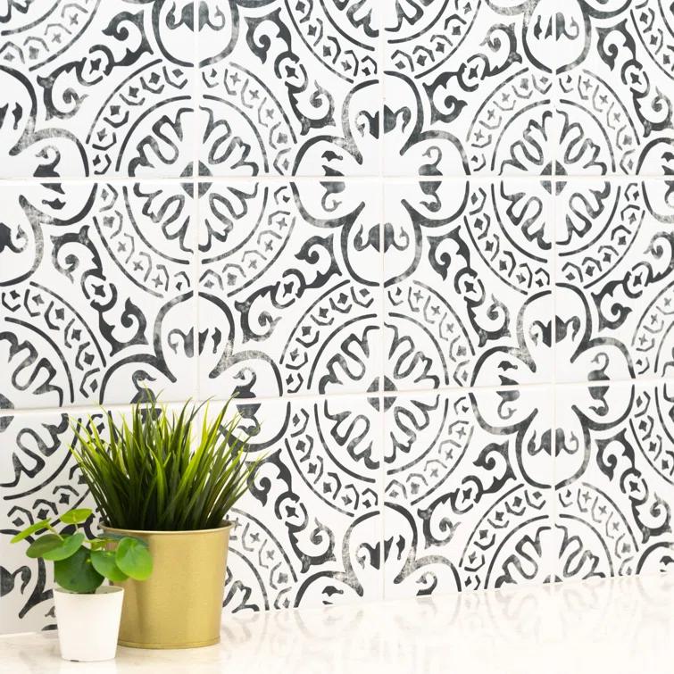 Amara 8" x 8" Encaustic Look Matte Porcelain Floor & Wall Tile