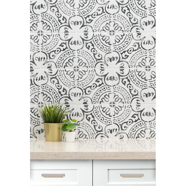 Amara 8" x 8" Encaustic Look Matte Porcelain Floor & Wall Tile