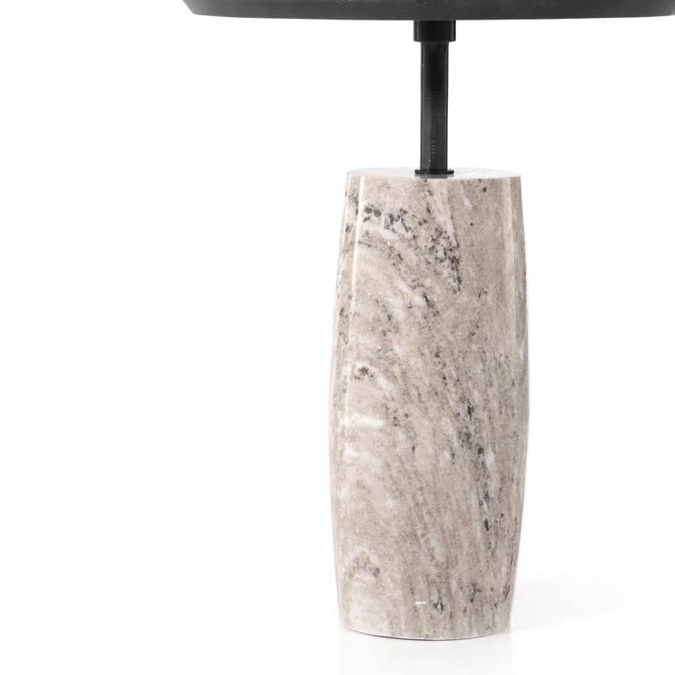 River Gray Marble and Black Aluminum Round Accent Table