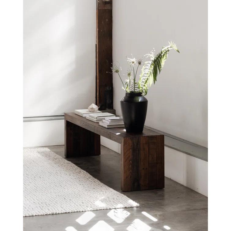 Templin Light Brown Recycled Pine Rustic Bench