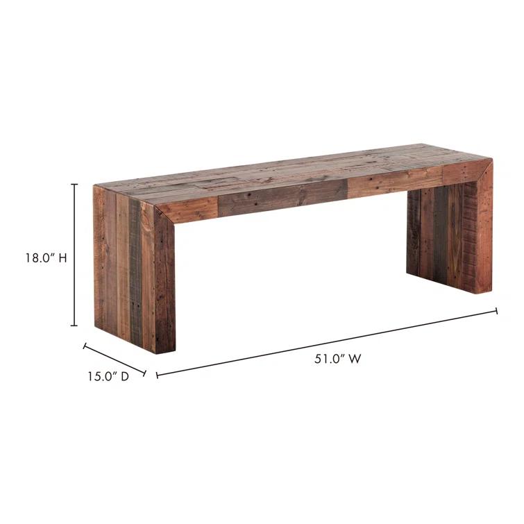 Templin Light Brown Recycled Pine Rustic Bench