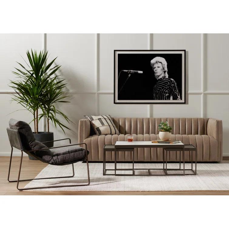 Palermo Drift Tufted Leather Sofa with Wood Frame