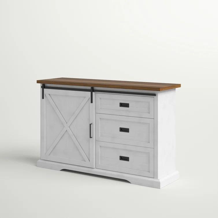 Highland Dunes Analaura 56" Wide Sliding Door Sideboard with 3 Drawers