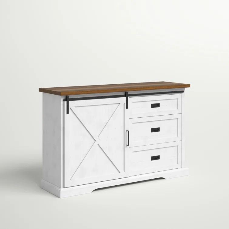 Highland Dunes Analaura 56" Wide Sliding Door Sideboard with 3 Drawers