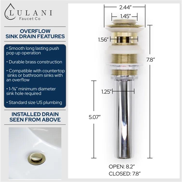 Lulani Capri Single Hole Bathroom Faucet with Drain Assembly