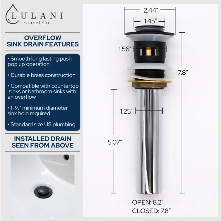 Lulani BA-600-01MB Lulani Capri Single Hole Bathroom Faucet with Drain Assembly