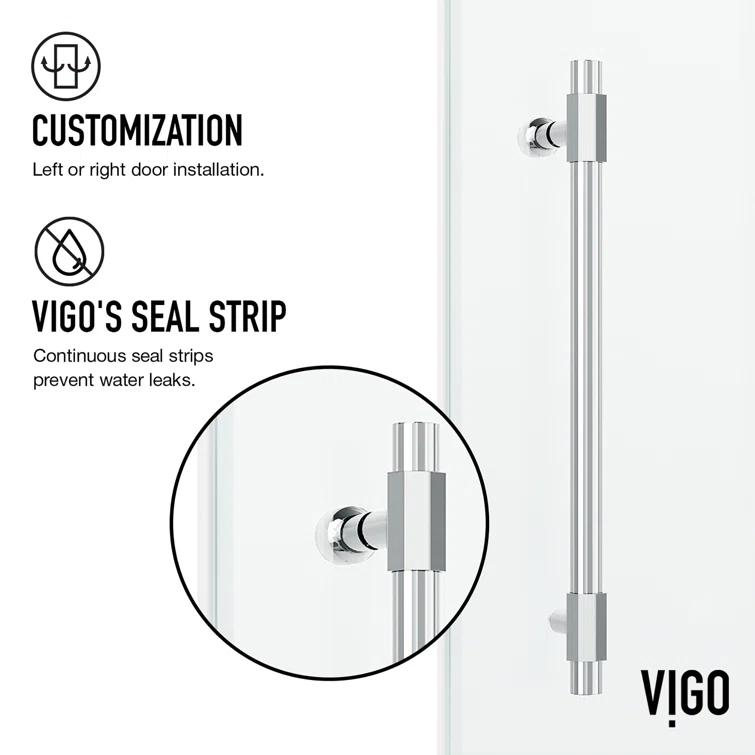 Elan Hart 56-60" W x 76" H Sliding Frameless Shower Door with 3/8" Clear Glass