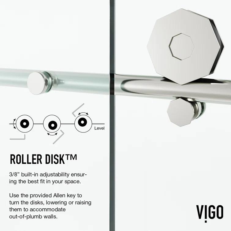 Elan Hart 56-60" W x 76" H Sliding Frameless Shower Door with 3/8" Clear Glass