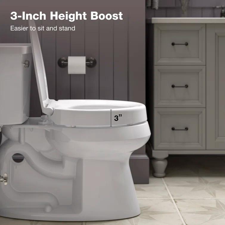 Hyten Elevated Toilet Seat with Quiet-Close Lid and Seat and Grip-Tight Bumpers