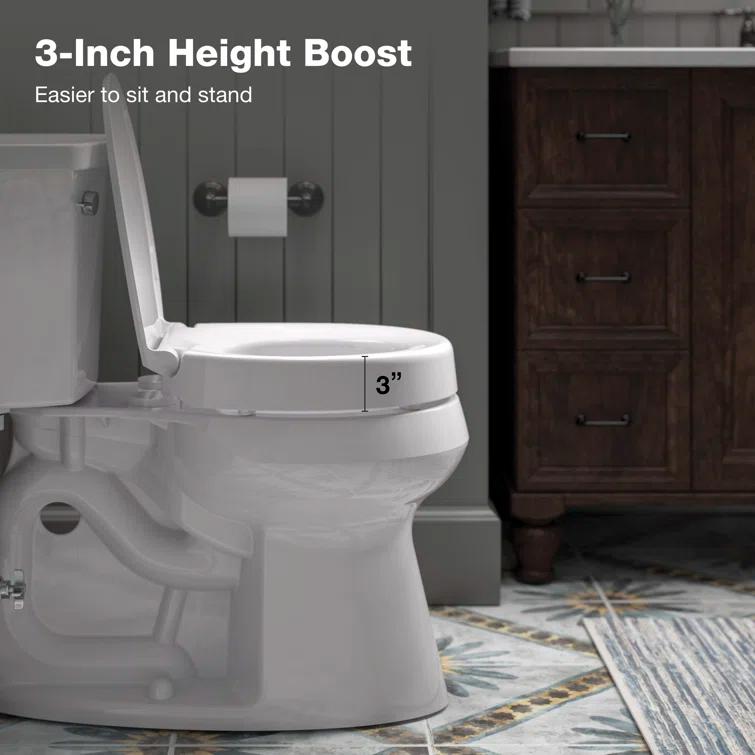Hyten Elevated Toilet Seat with Quiet-Close Lid and Seat and Grip-Tight Bumpers