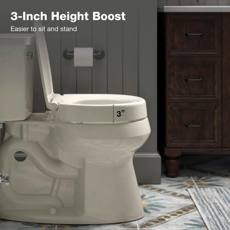 Hyten Elevated Toilet Seat with Quiet-Close Lid and Seat and Grip-Tight Bumpers