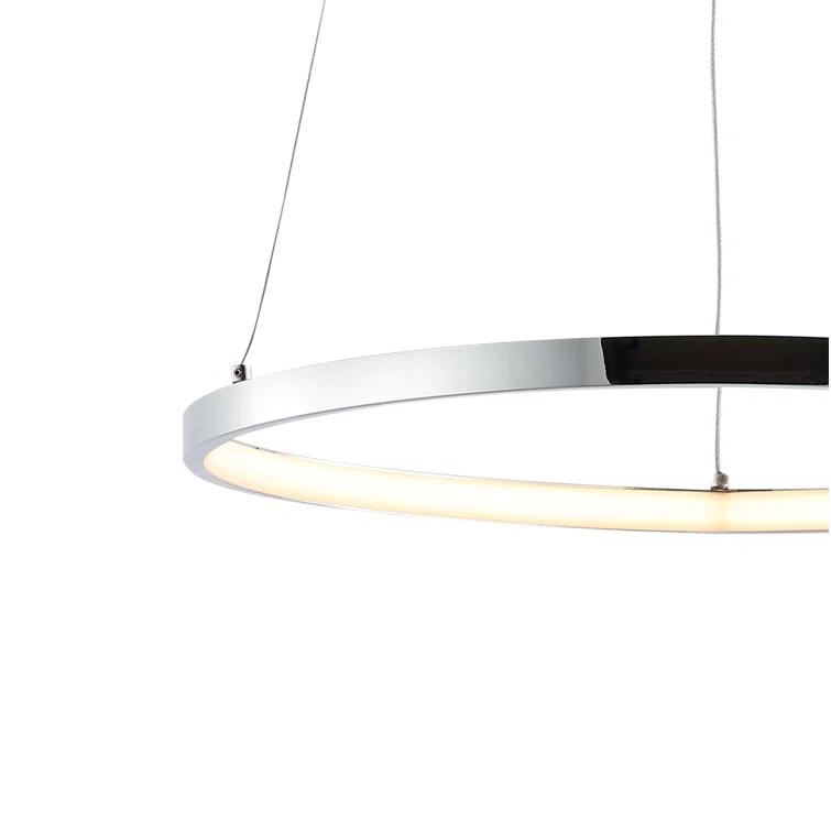 Circulo 34.88" Modern Bohemian Iron Integrated LED Pendant, Chrome