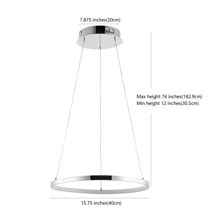 Circulo 34.88" Modern Bohemian Iron Integrated LED Pendant, Chrome