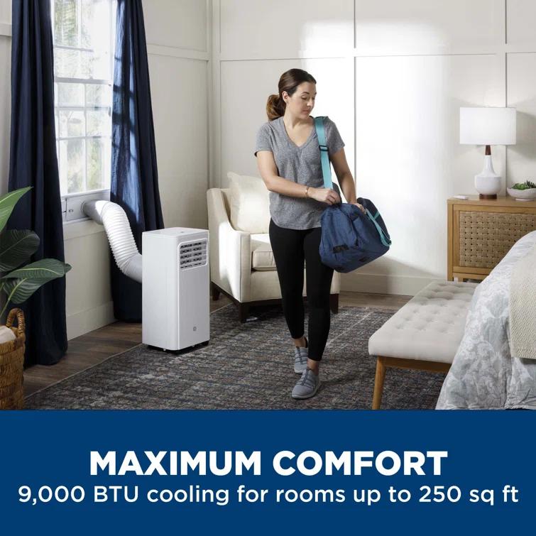 GE® 9,000 BTU Portable Air Conditioner for Small Rooms up to 250 sq ft. (6,250 BTU SACC)