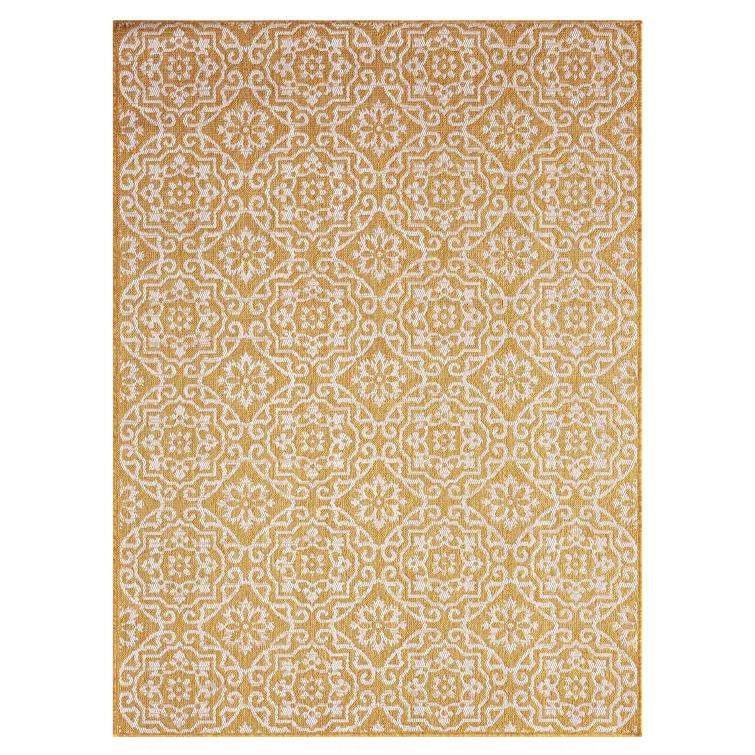 Nicole Miller New York Patio Country Danica Geometric Indoor/Outdoor Area Rug, Yellow/White