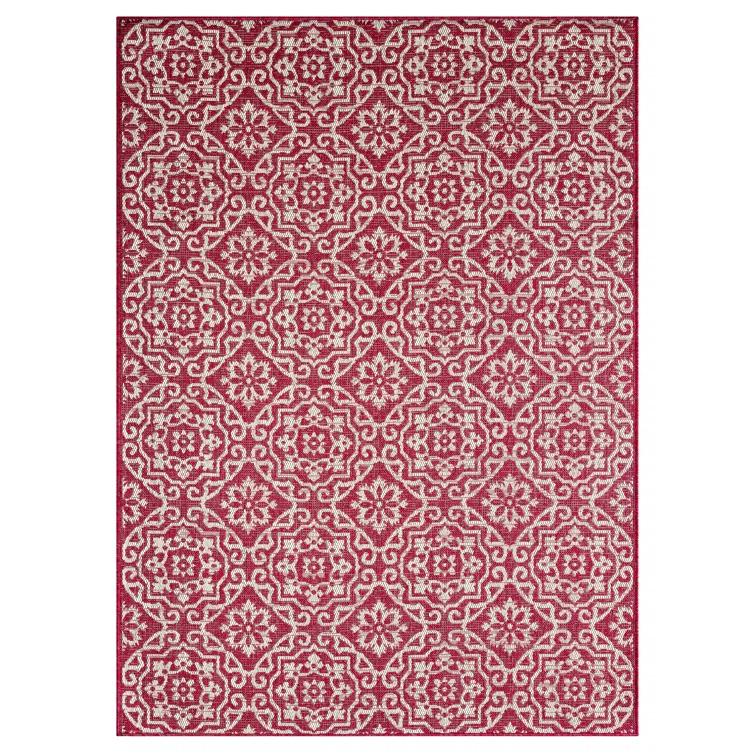 Nicole Miller New York Patio Country Danica Geometric Indoor/Outdoor Area Rug, Pink/Ivory