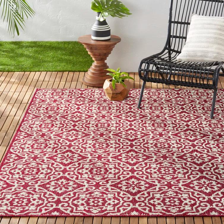 Nicole Miller New York Patio Country Danica Geometric Indoor/Outdoor Area Rug, Pink/Ivory