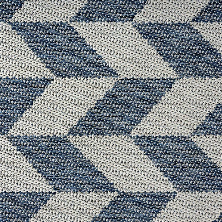 NICOLE MILLER NEW YORK Patio Country Calla Herringbone Indoor/Outdoor Area Rug, Blue/Cream