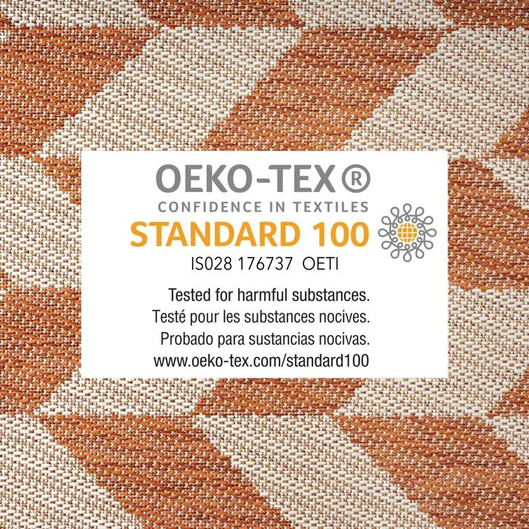 NICOLE MILLER NEW YORK Patio Country Calla Herringbone Indoor/Outdoor Area Rug, Orange/Ivory