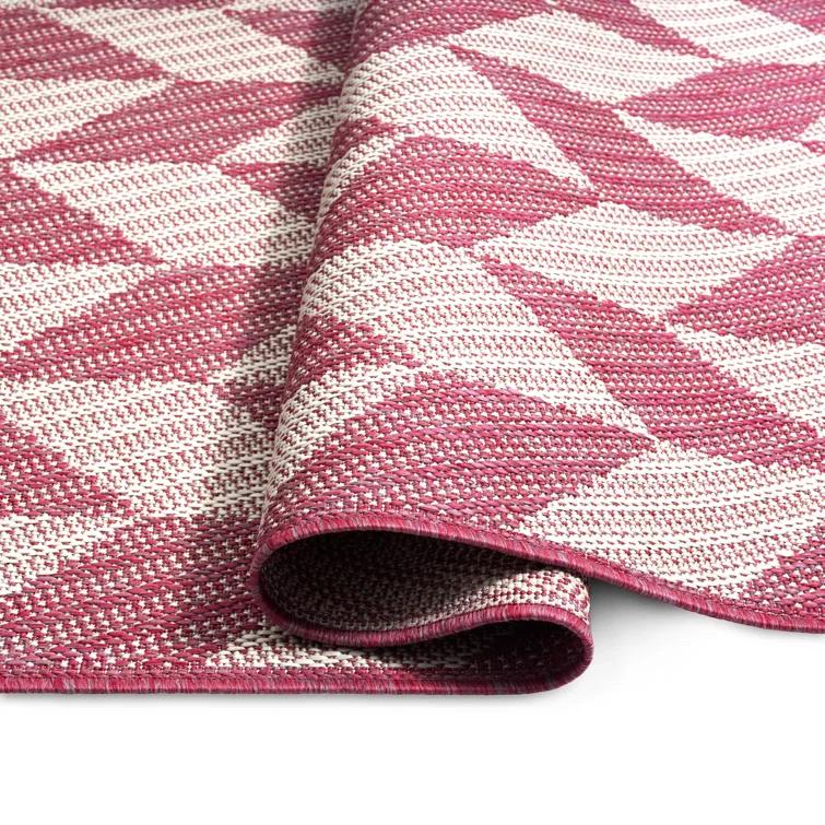NICOLE MILLER NEW YORK Country Calla Herringbone Indoor/Outdoor Area Rug, Pink/Ivory