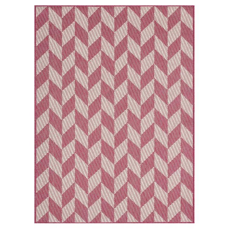 NICOLE MILLER NEW YORK Country Calla Herringbone Indoor/Outdoor Area Rug, Pink/Ivory
