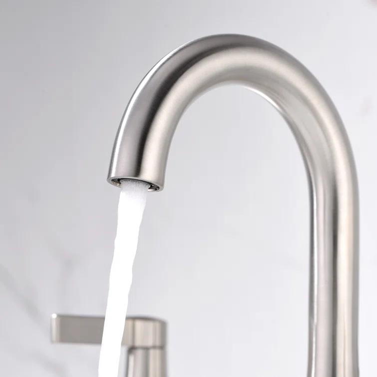 Widespread Bathroom Faucet with Drain Assembly