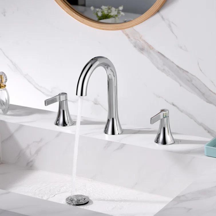 Widespread Bathroom Faucet with Drain Assembly
