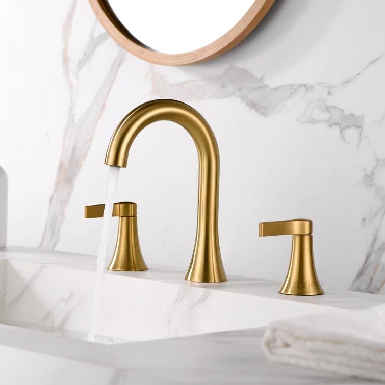 Widespread Bathroom Faucet with Drain Assembly