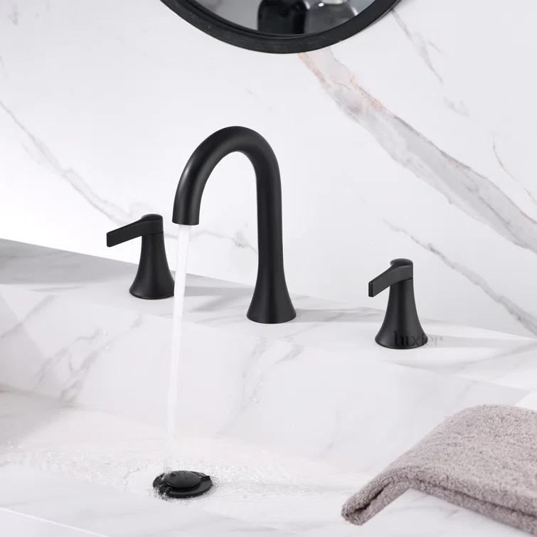 Widespread Bathroom Faucet with Drain Assembly