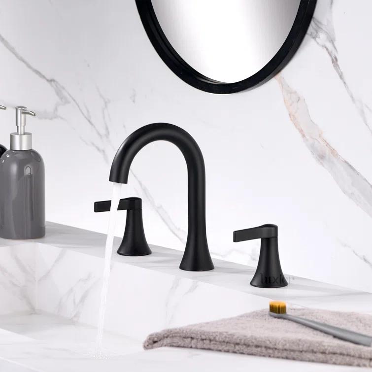 Widespread Bathroom Faucet with Drain Assembly
