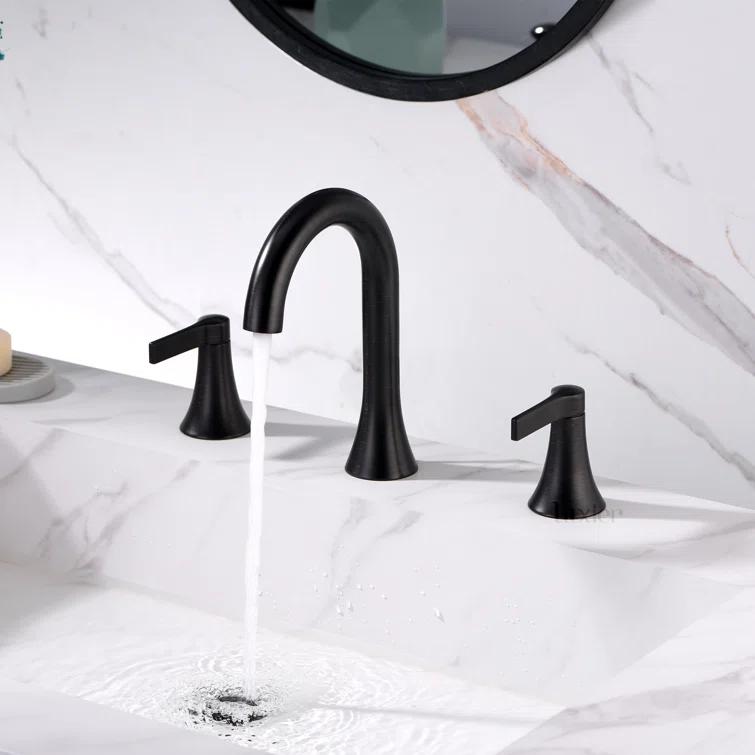 Widespread Bathroom Faucet with Drain Assembly